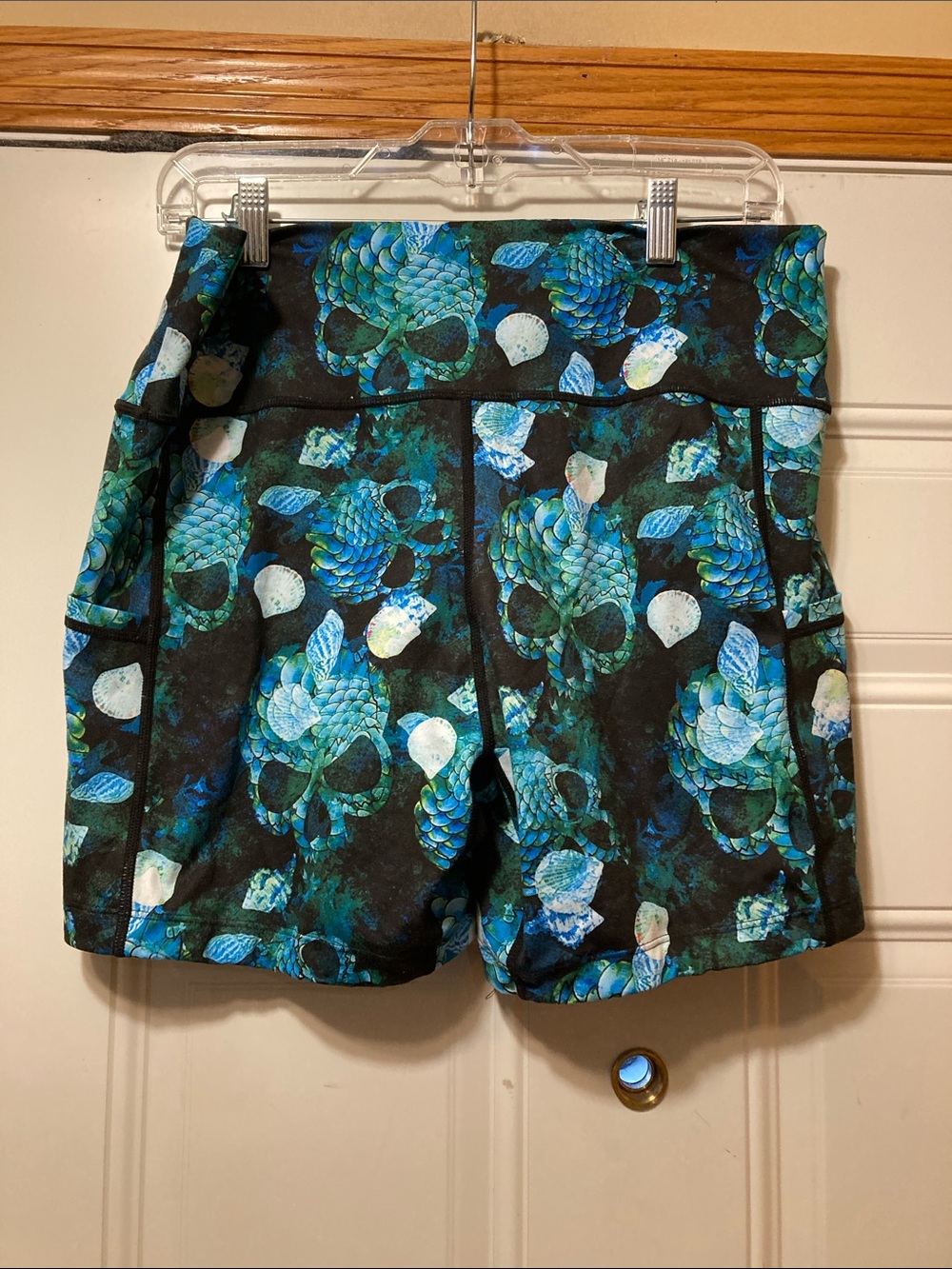 Constantly Varied Gear Black Shorts with Blue & Teal Skull Floral Print XL